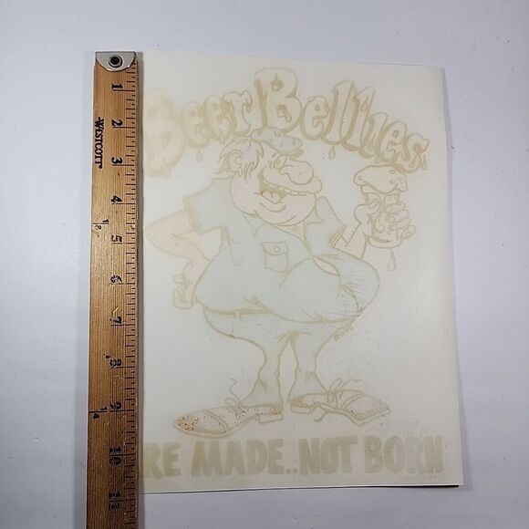 Vintage 1978 Beer Bellies Are‎ Made Not Born Iron On Transfer Rooe USA Funny - Picture 11 of 12